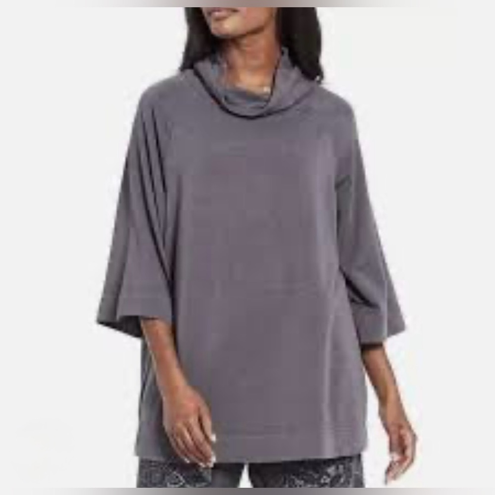 NWT Bryn Walker‎ Womens Keena Shirt Large Gray Bamboo Organic Cotton 3/4 Sleeve